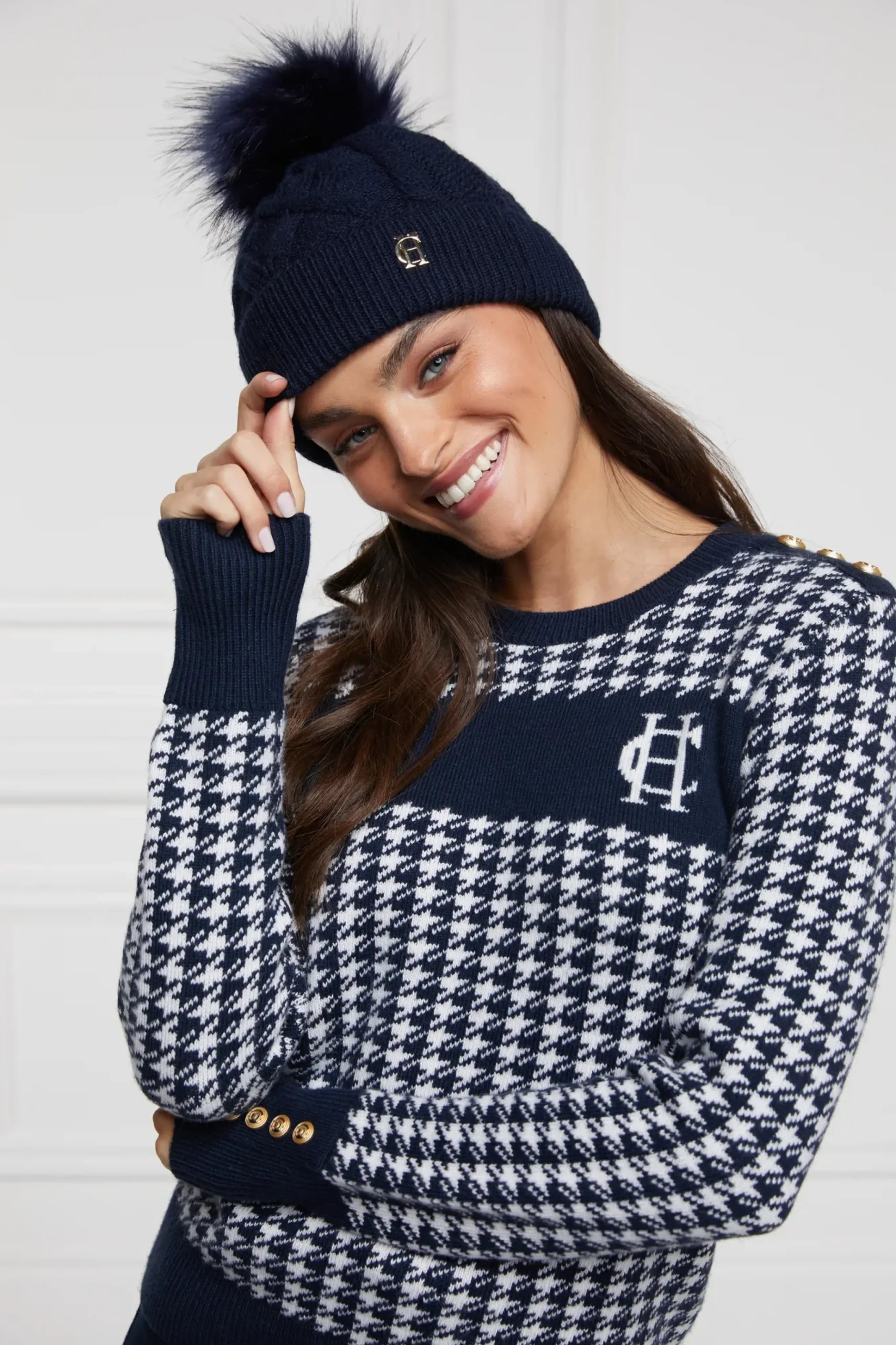 Holland Cooper Cortina Bobble Hat Ink Navy Outlet