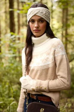 Holland Cooper Cortina Fingerless Gloves Oatmeal Hot
