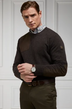 Holland Cooper Country Crew Neck Knit Chocolate Clearance