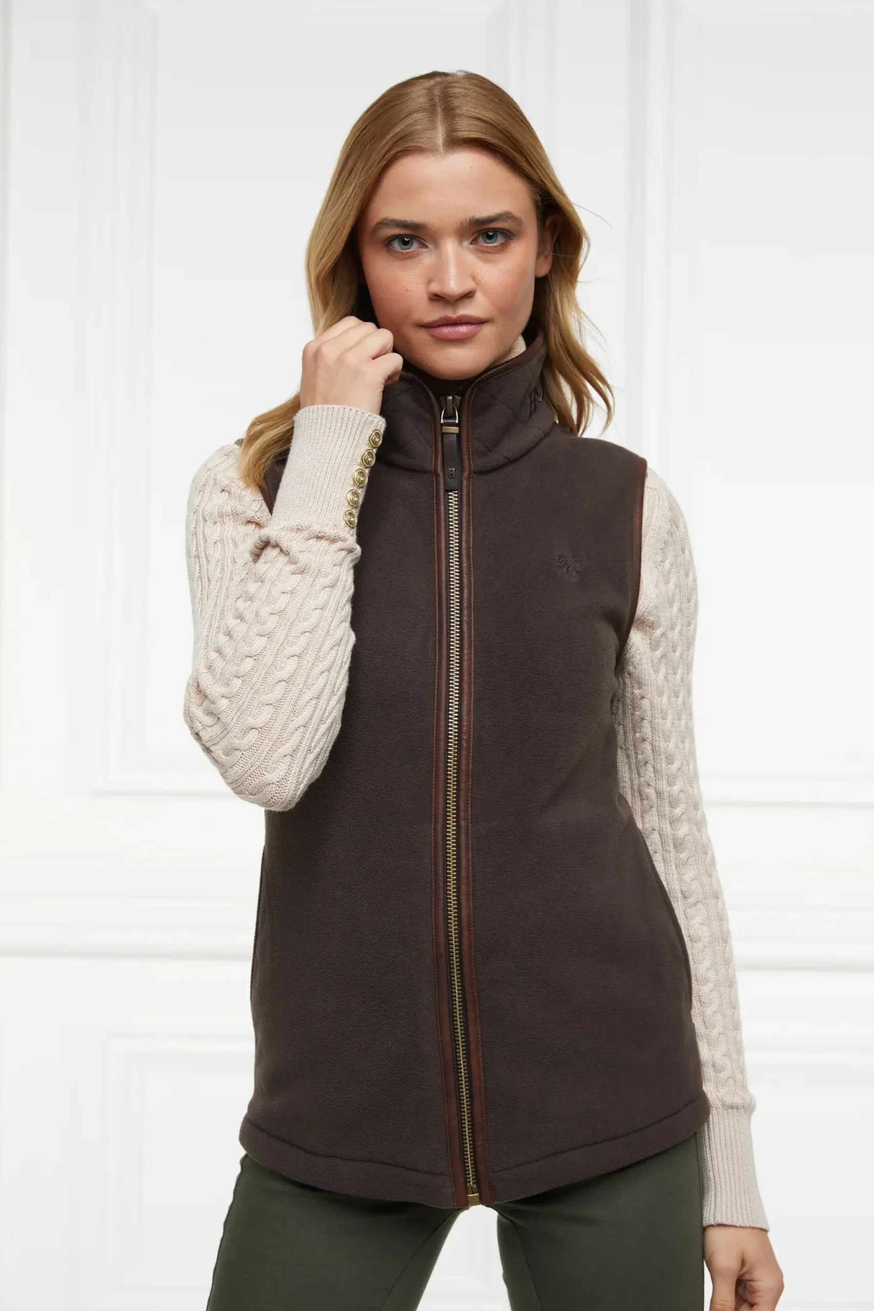 Holland Cooper Country Fleece Gilet Chocolate