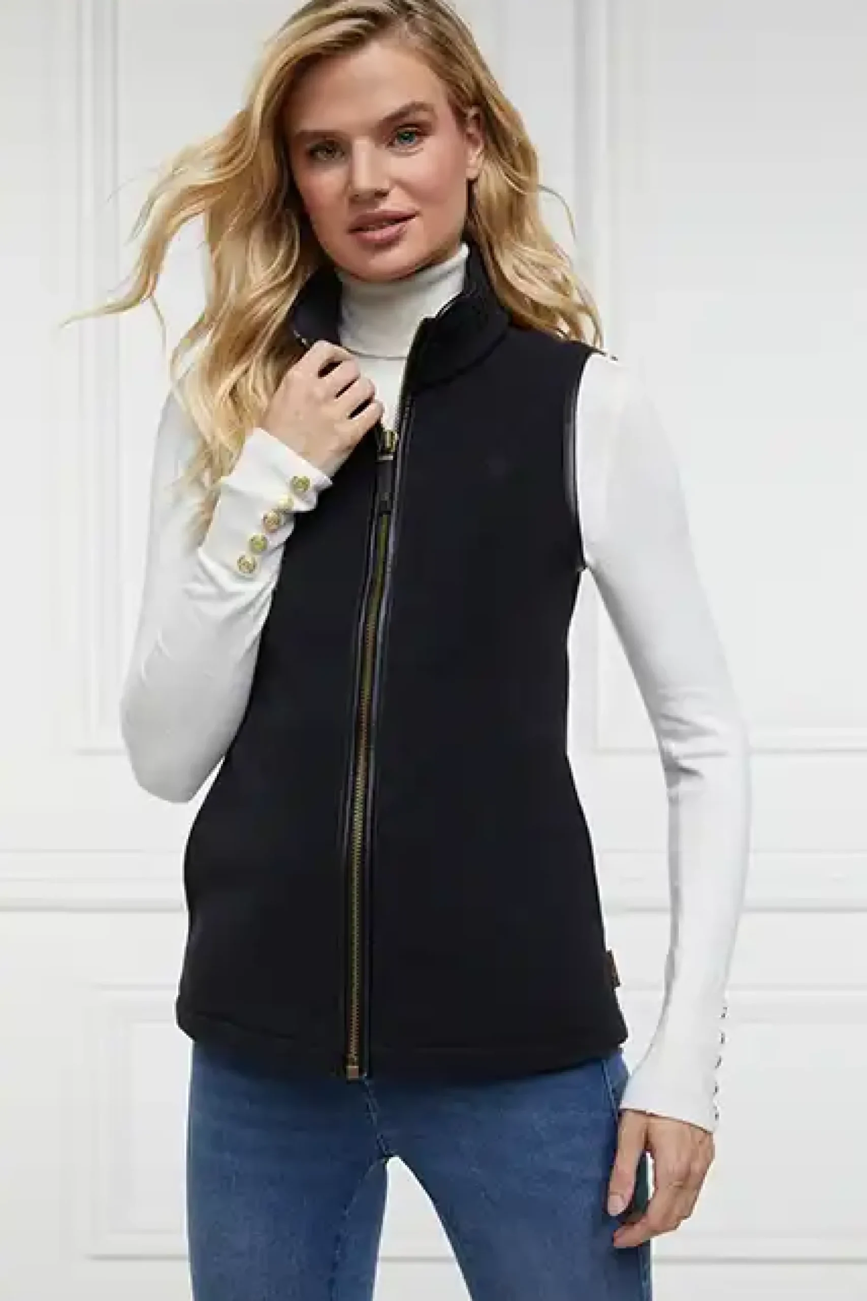 Holland Cooper Country Fleece Gilet Black Clearance