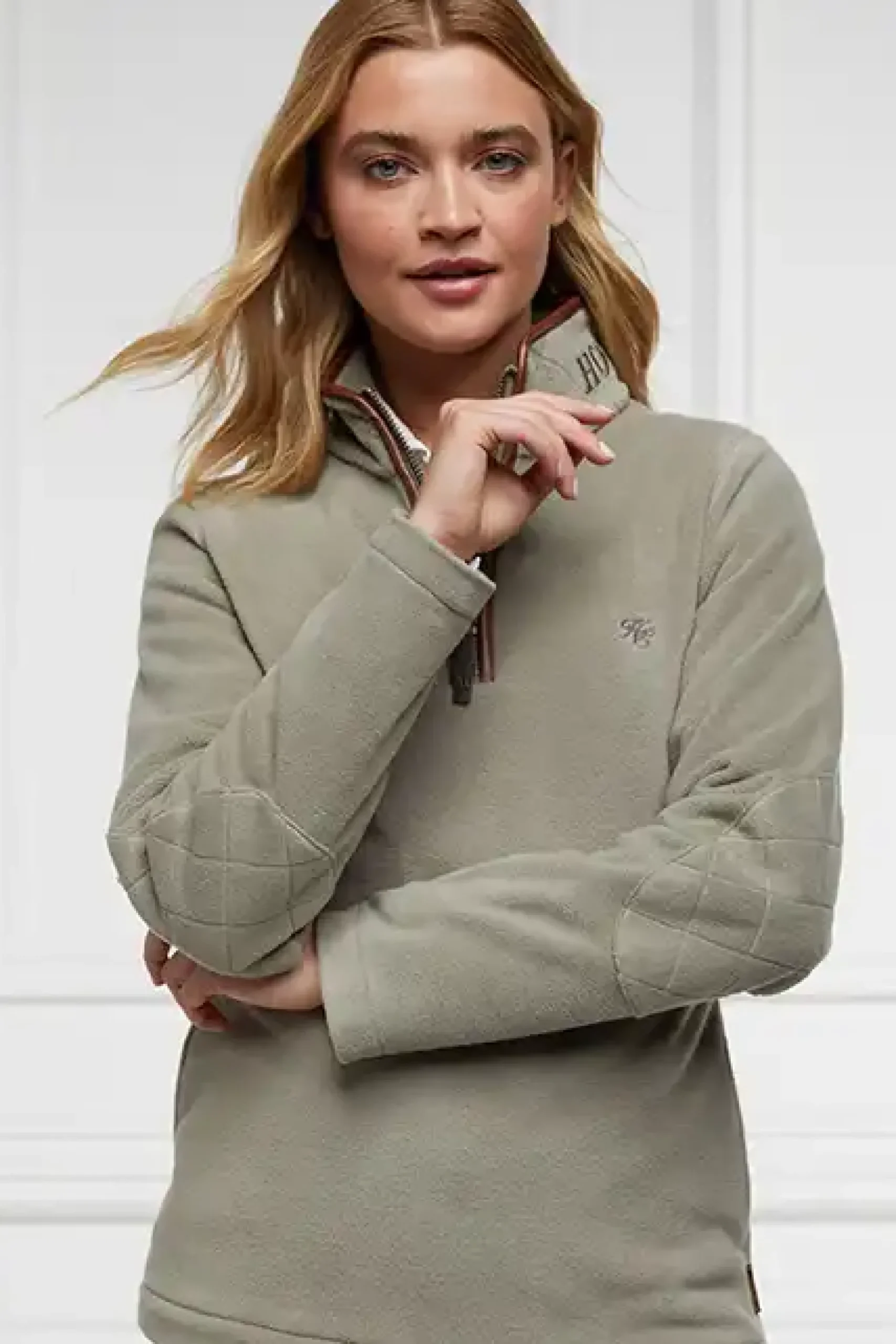 Holland Cooper Country Fleece Half Zip Sage Discount