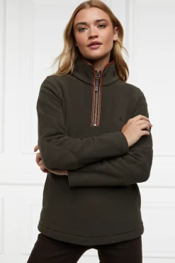 Holland Cooper Country Fleece Half Zip Khaki New