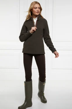 Holland Cooper Country Fleece Half Zip Khaki New