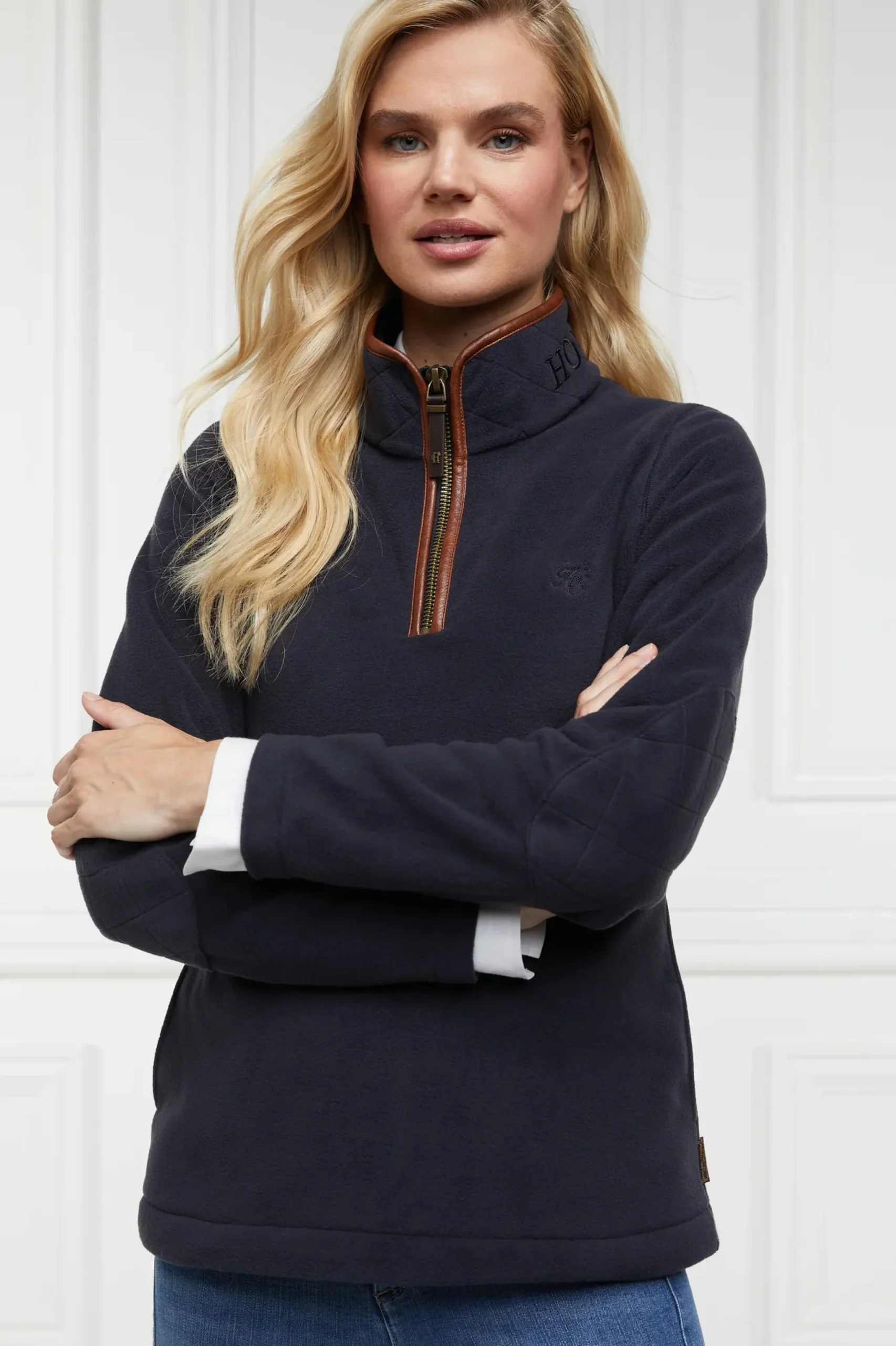Holland Cooper Country Fleece Half Zip Ink Navy Sale