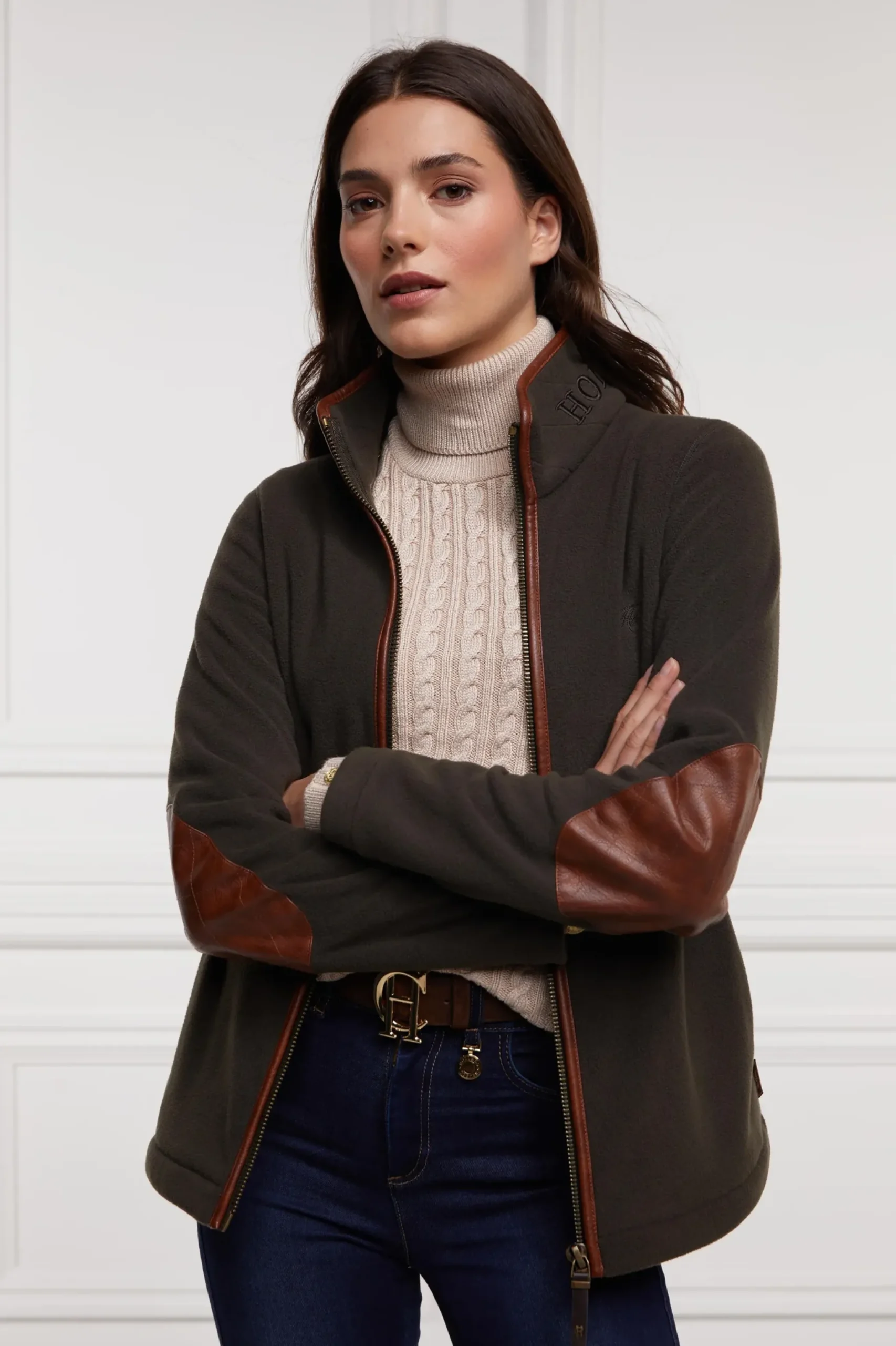 Holland Cooper Country Fleece Jacket Khaki Clearance
