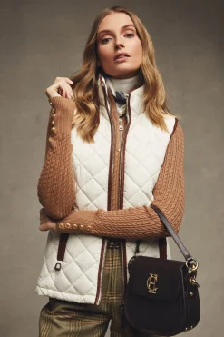 Holland Cooper Country Quilted Gilet Cream Outlet