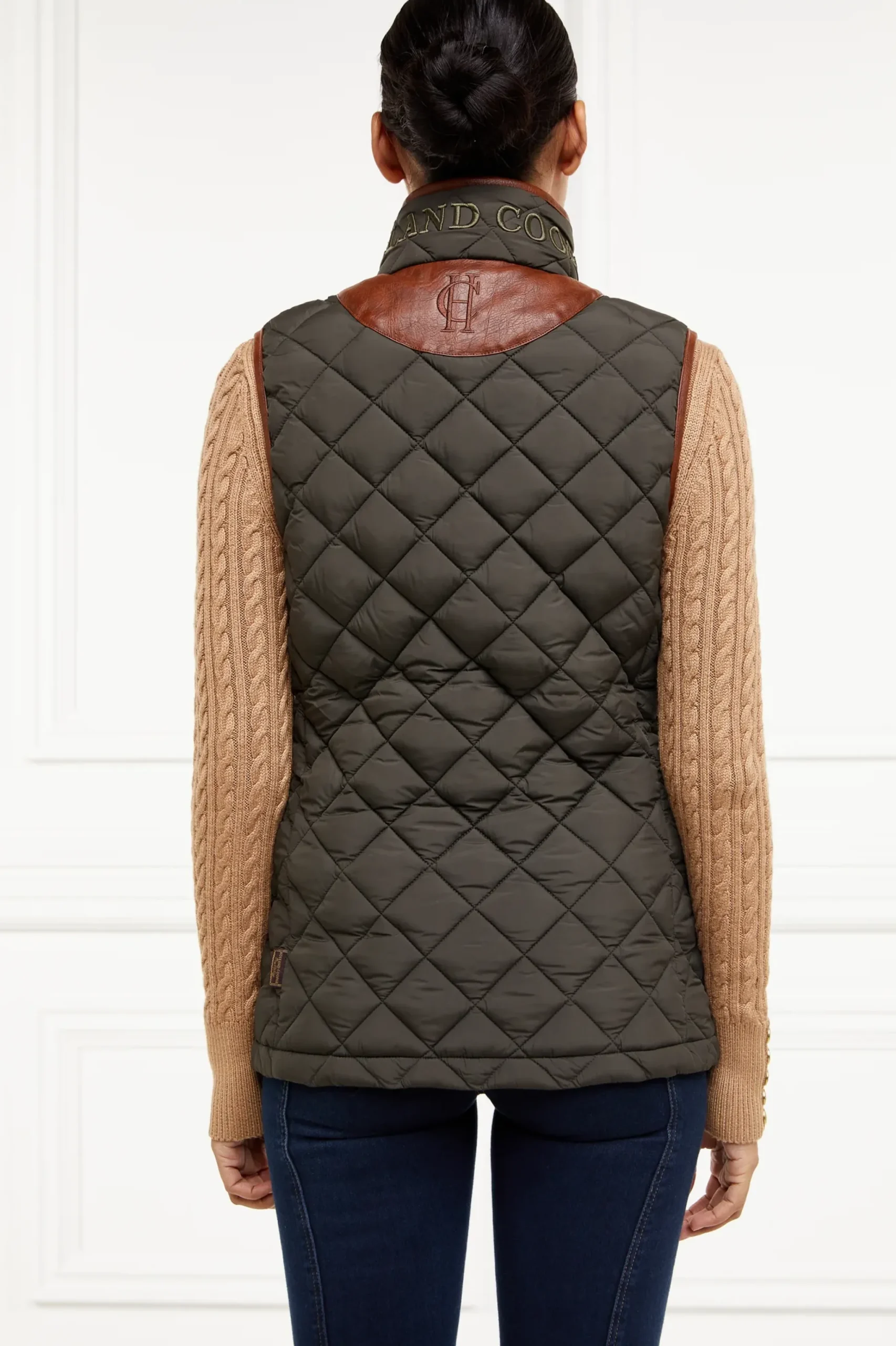 Holland Cooper Country Quilted Gilet Heritage Khaki Clearance