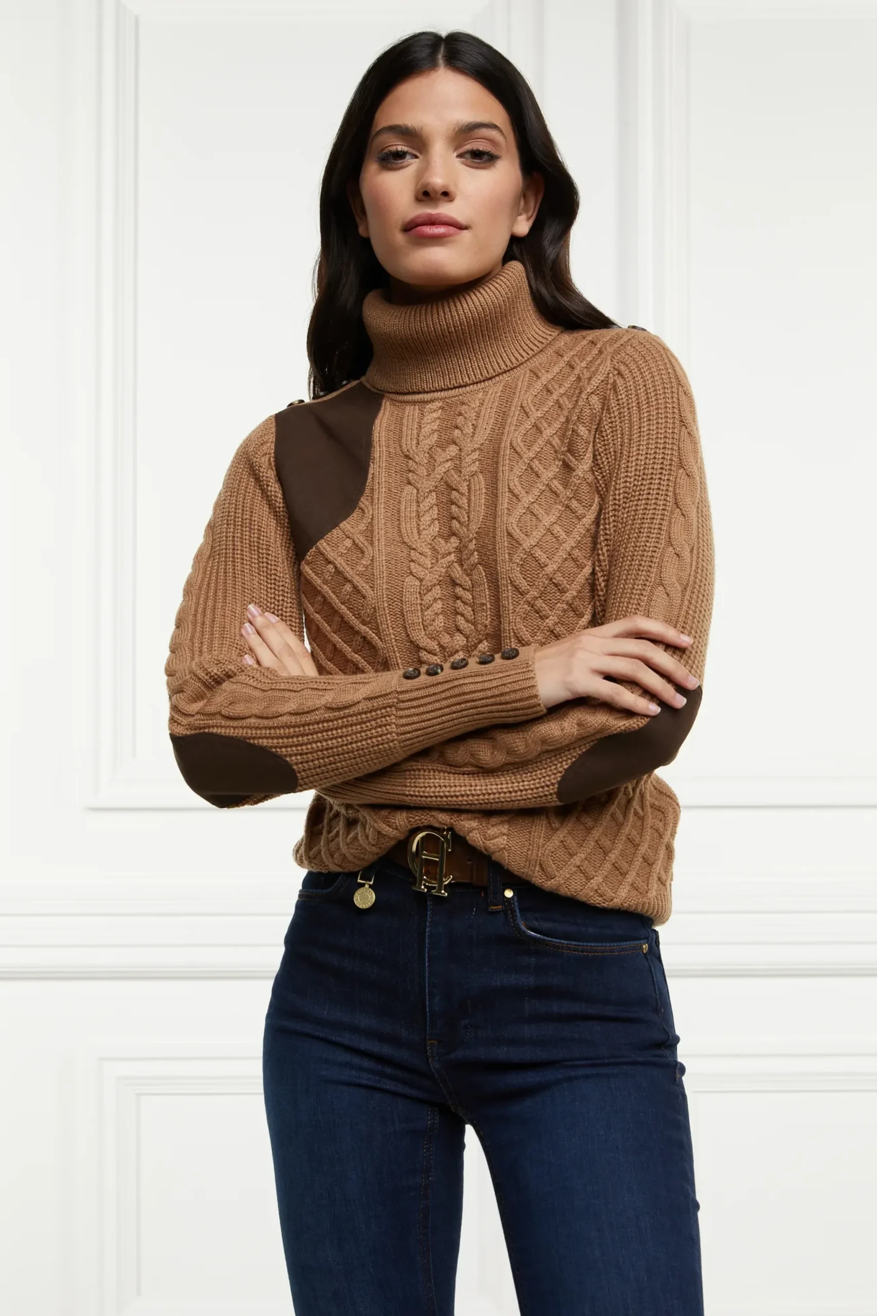 Holland Cooper Country Roll Neck Knit Caramel New