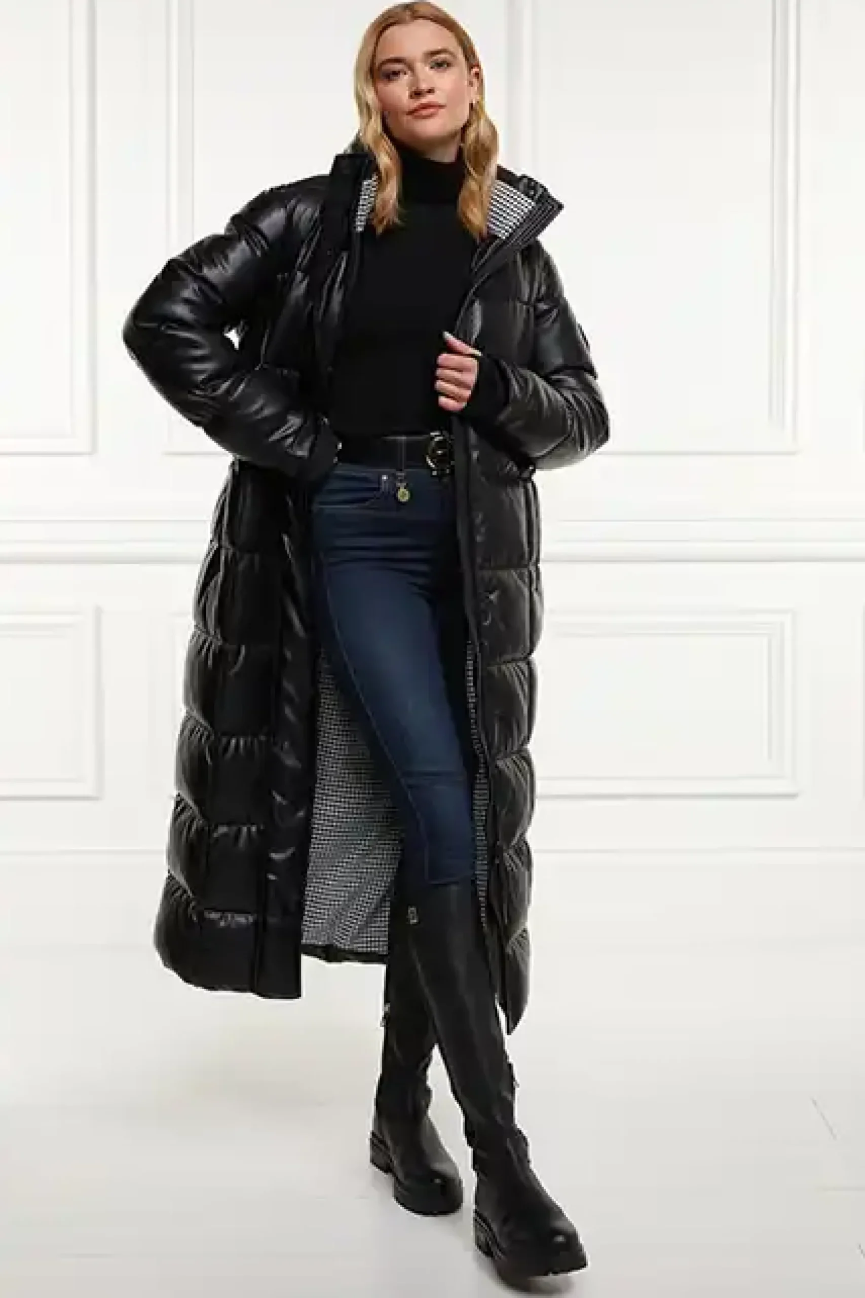 Holland Cooper Crawford Longline Coat Black New