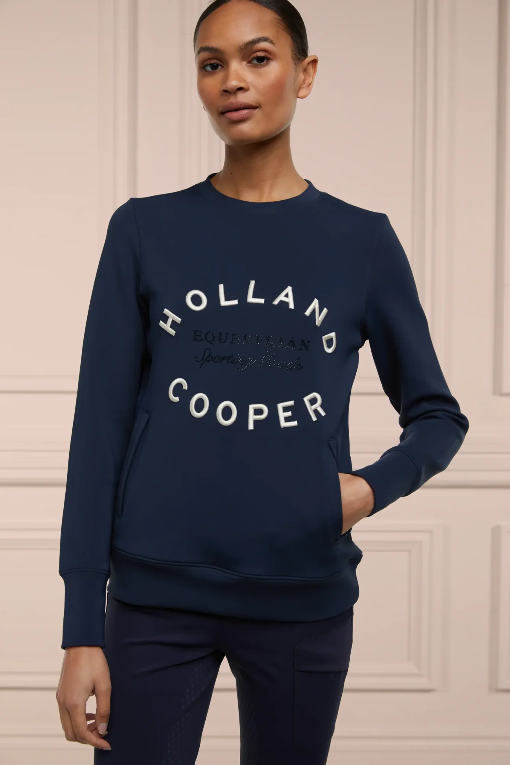 Holland Cooper Crystal Crew Neck Sweat Ink Navy Sale