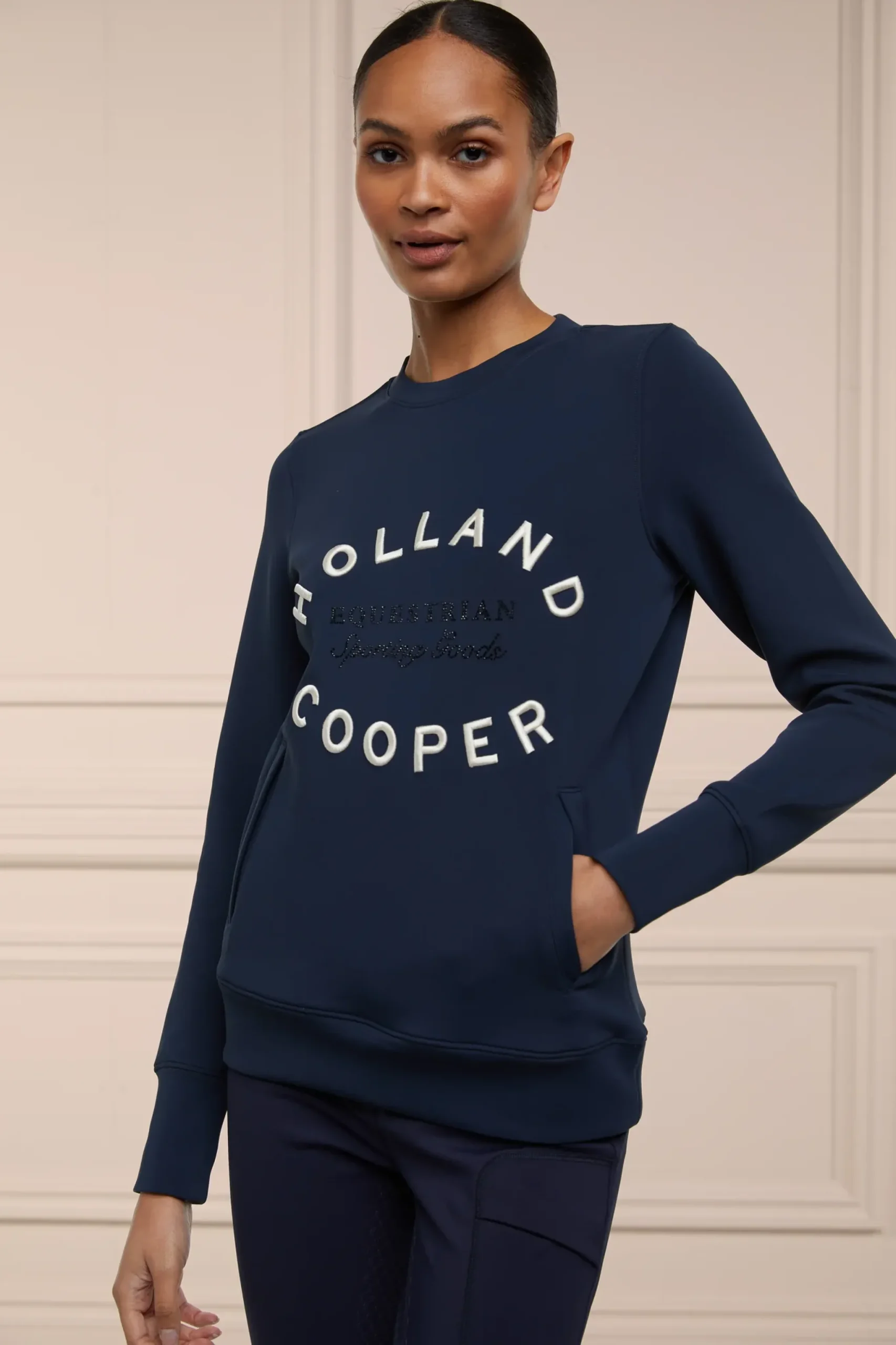 Holland Cooper Crystal Crew Neck Sweat Ink Navy Sale