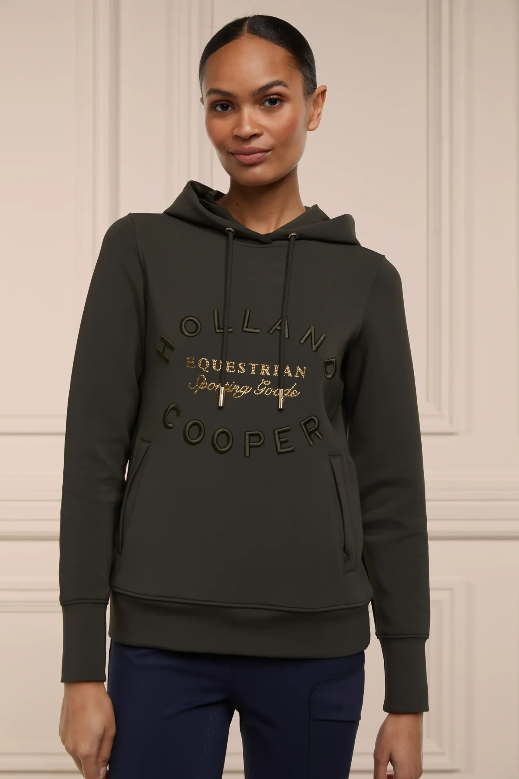 Holland Cooper Crystal Hoodie Heritage Khaki Outlet