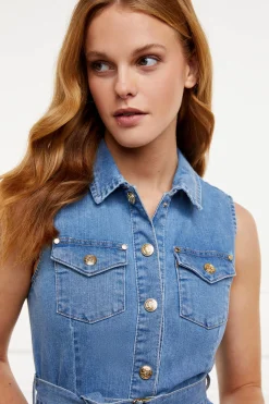 Holland Cooper Denim Sleeveless Shirt Dress Online