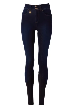 Holland Cooper Denim Thermal Full Grip Breeches Deep Indigo Best