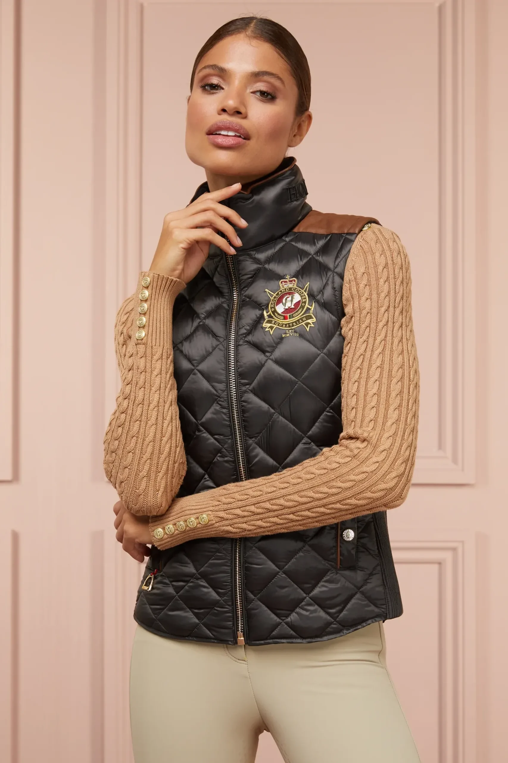 Holland Cooper Diamond Quilt Classic Gilet Khaki Best