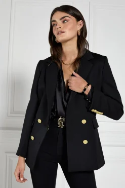 Holland Cooper Double Breasted Blazer Black Twill