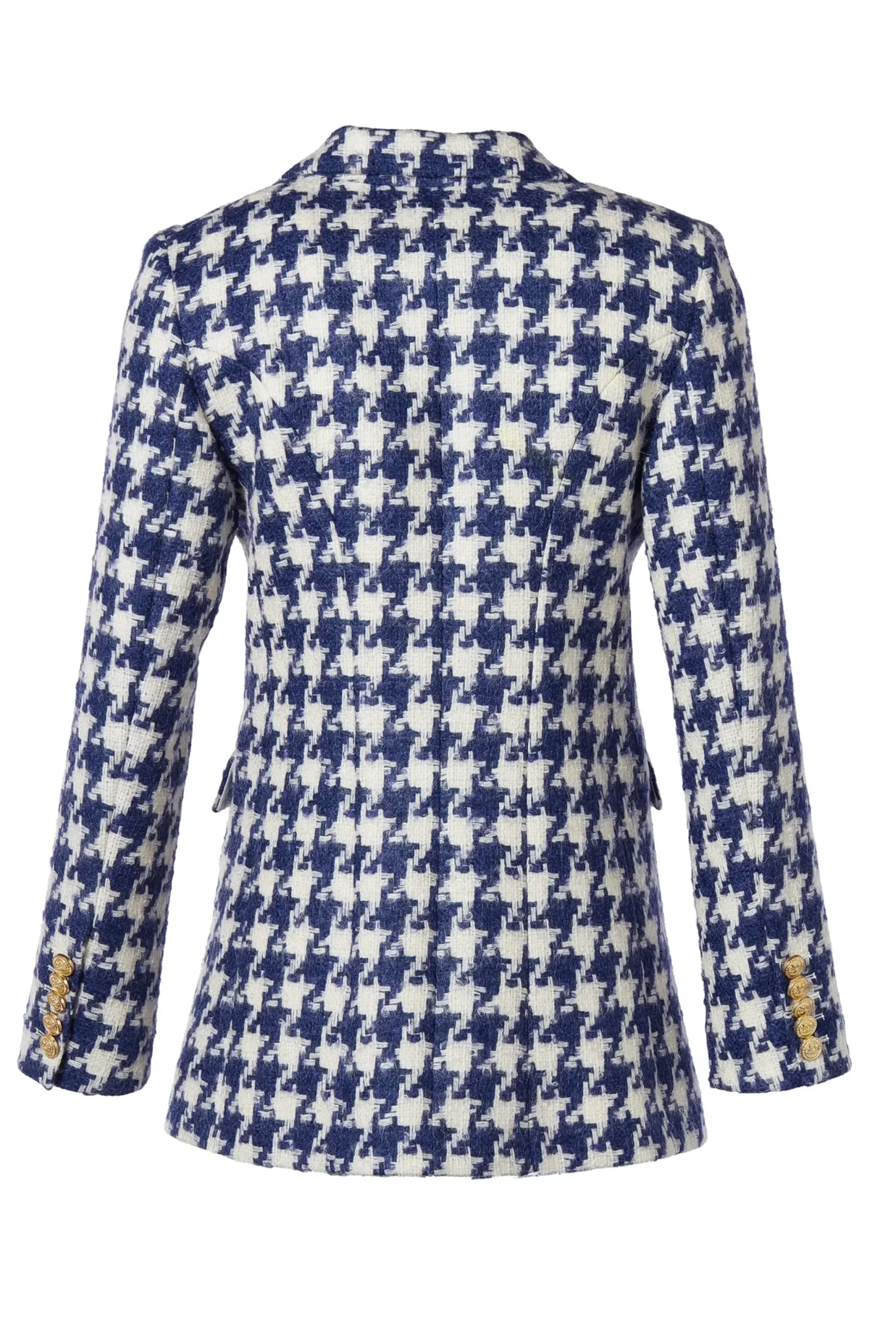 Holland Cooper Double Breasted Blazer Large Scale Navy Houndstooth Clearance