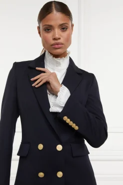 Holland Cooper Double Breasted Blazer Navy Twill Sale