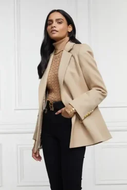 Holland Cooper Double Breasted Blazer Camel Twill Hot