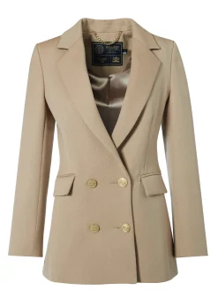 Holland Cooper Double Breasted Blazer Camel Twill Hot