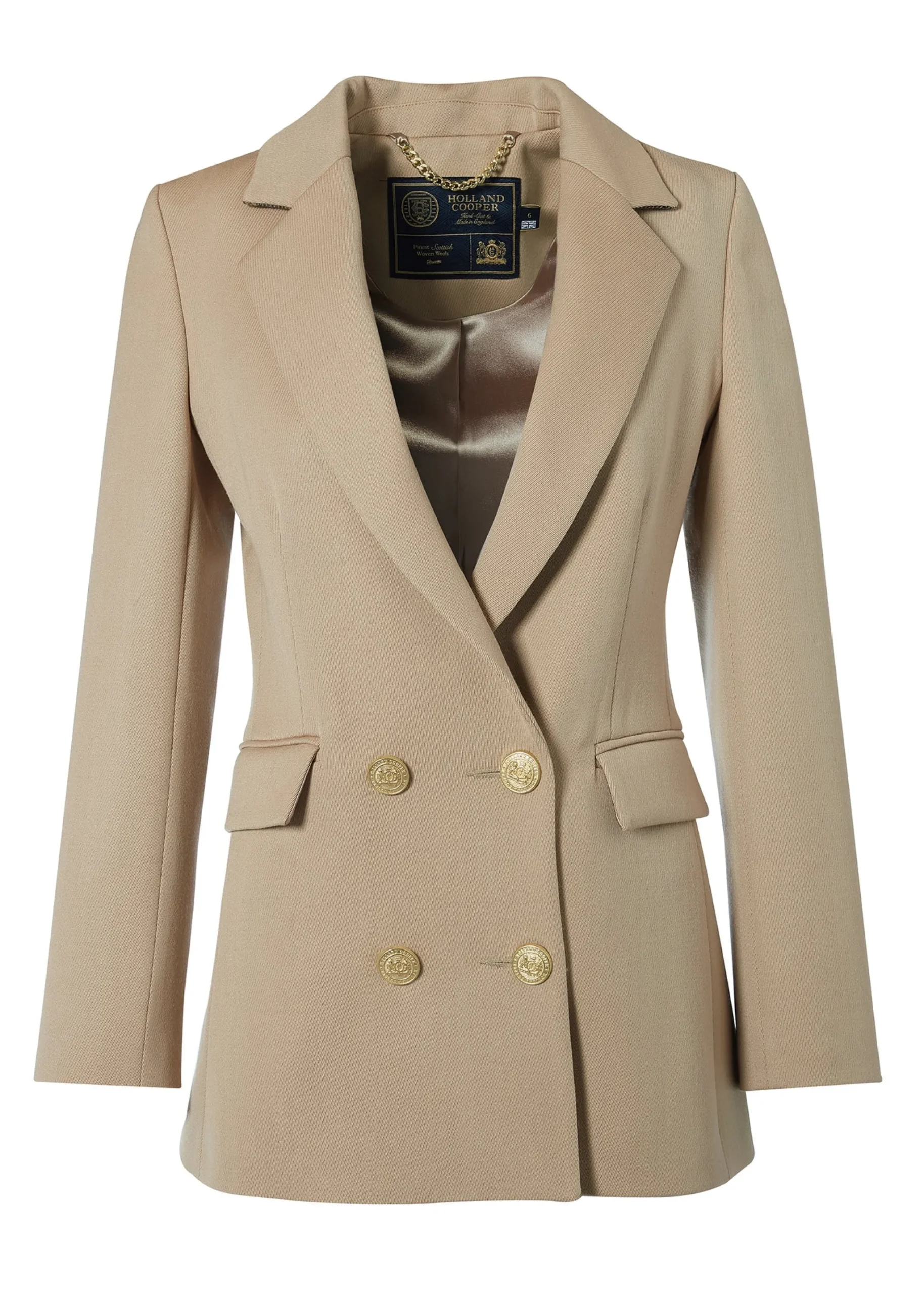 Holland Cooper Double Breasted Blazer Camel Twill Hot