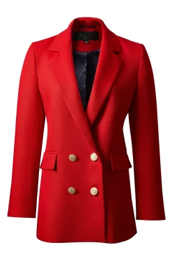 Holland Cooper Double Breasted Blazer Red Barathea Outlet