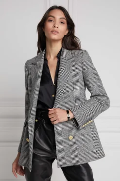 Holland Cooper Double Breasted Blazer Prince of Wales Mono Online