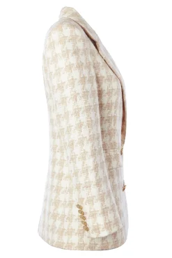 Holland Cooper Double Breasted Blazer Camel Houndstooth