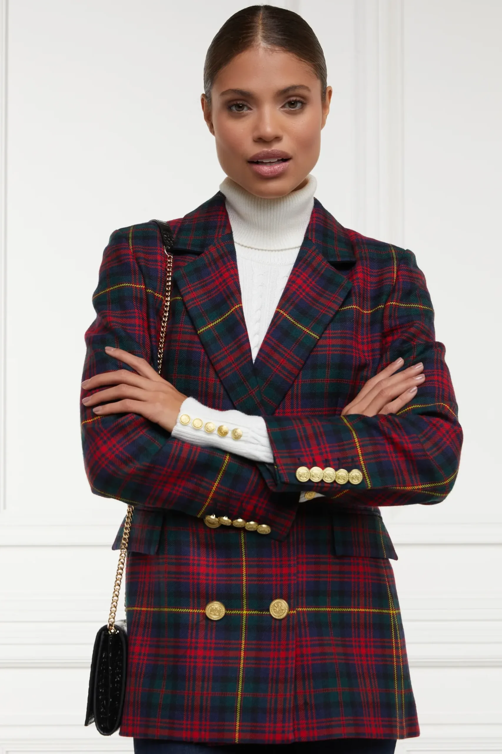 Holland Cooper Double Breasted Blazer Logan Tartan Clearance