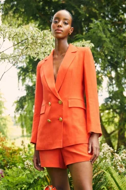 Holland Cooper Double Breasted Blazer Neroli Linen Hot