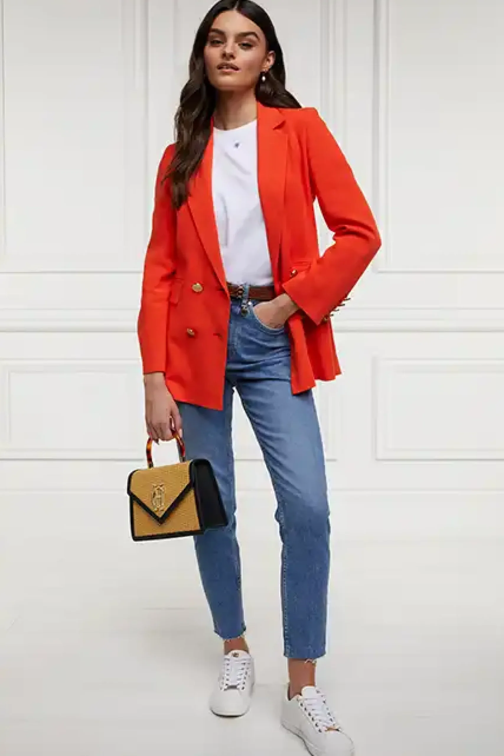 Holland Cooper Double Breasted Blazer Neroli Linen Hot