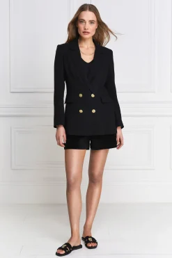 Holland Cooper Double Breasted Blazer Black Linen Sale