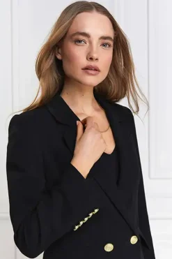 Holland Cooper Double Breasted Blazer Black Linen Sale