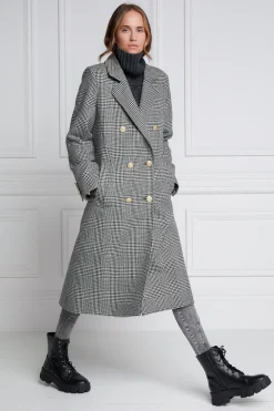 Holland Cooper Double Breasted Coat Prince of Wales Mono New
