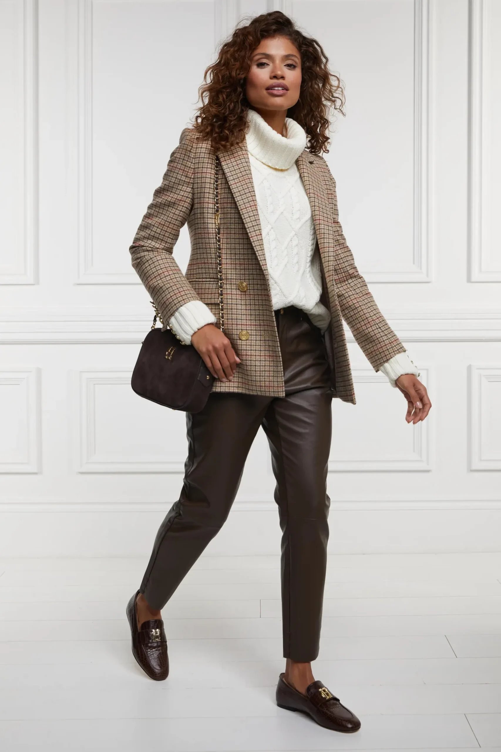 Holland Cooper Dunwick Faux Leather Pant Tobacco New