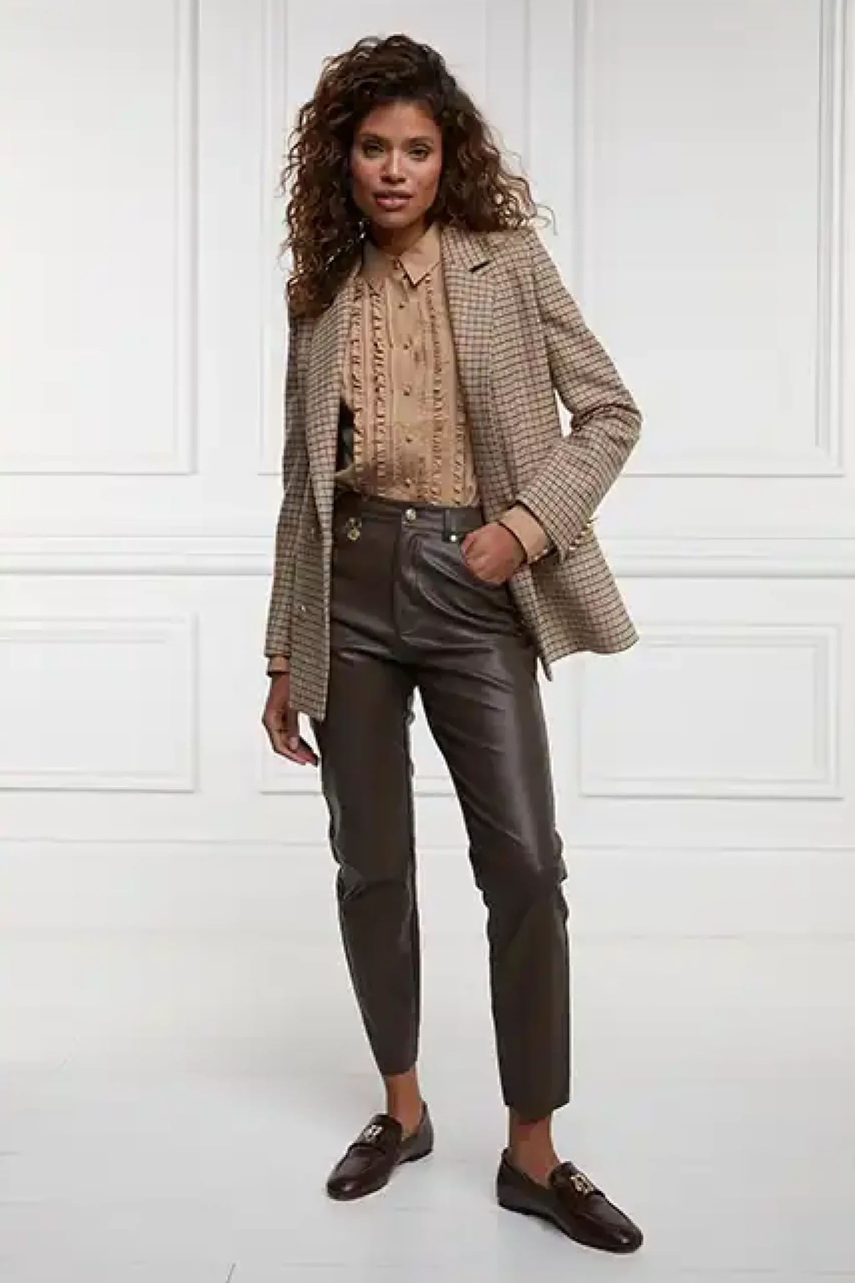 Holland Cooper Dunwick Faux Leather Pant Tobacco New