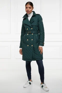 Holland Cooper Enstone Quilted Trench Coat Emerald Sale