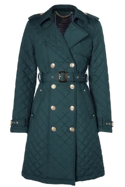 Holland Cooper Enstone Quilted Trench Coat Emerald Sale