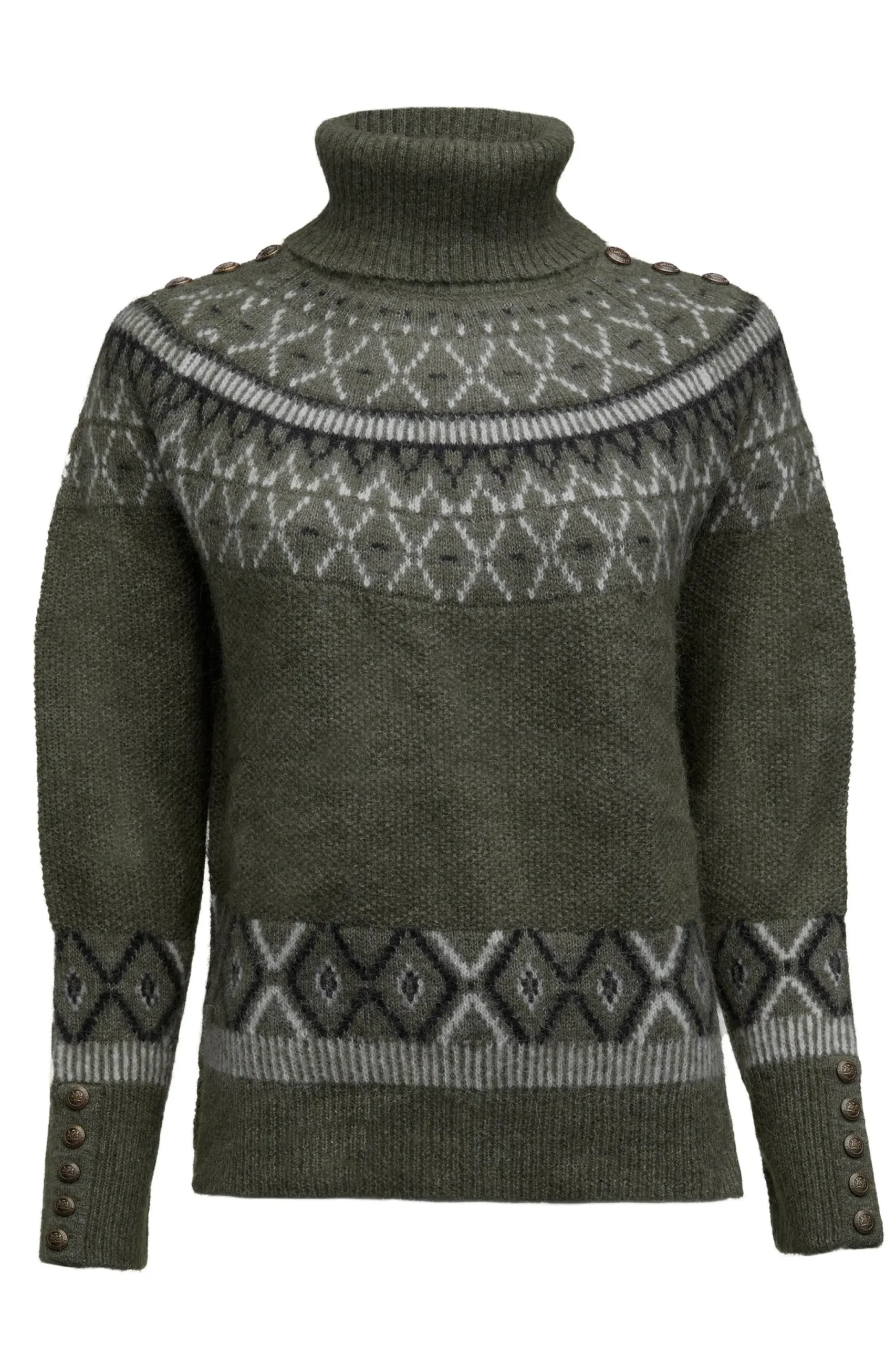 Holland Cooper Fairisle Knit Khaki New