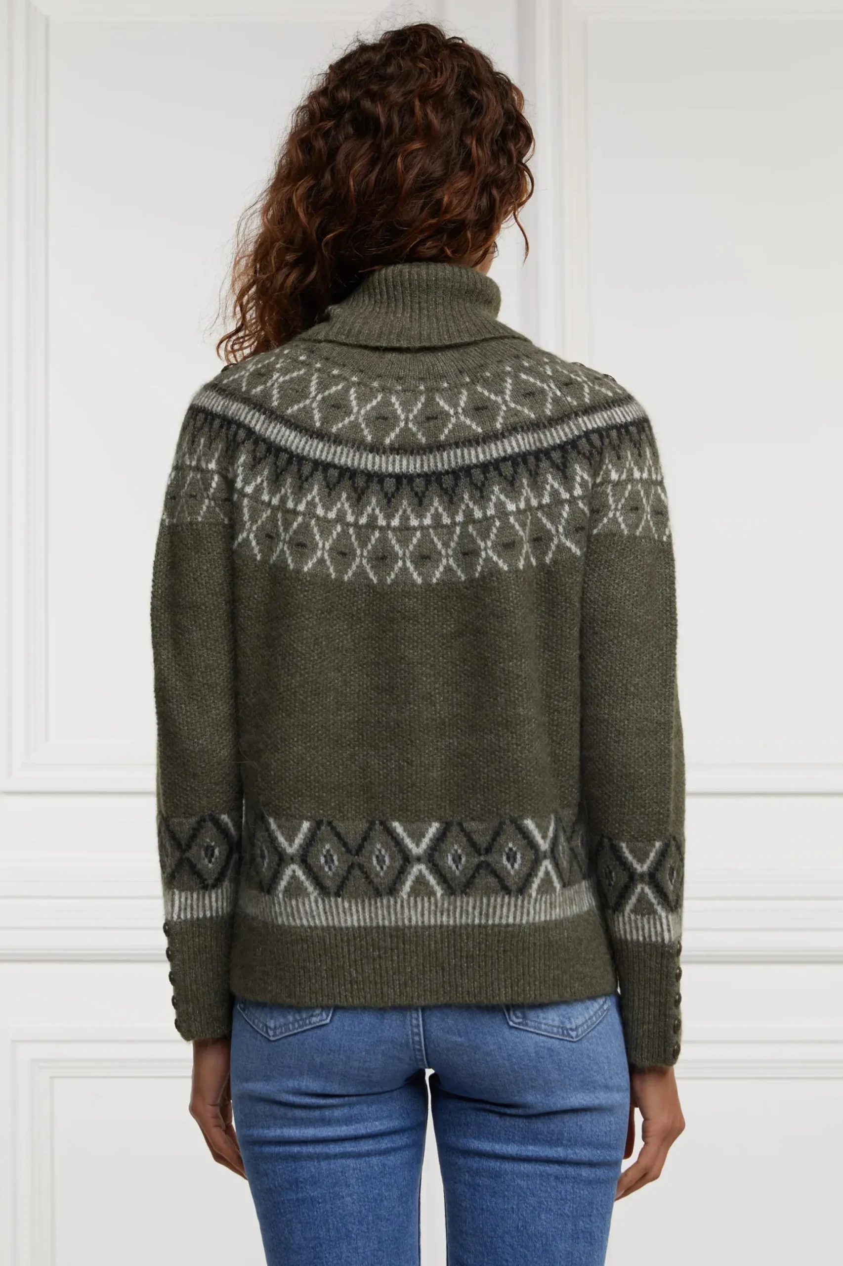 Holland Cooper Fairisle Knit Khaki New