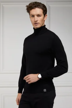 Holland Cooper Fine Roll Neck Knit Black New