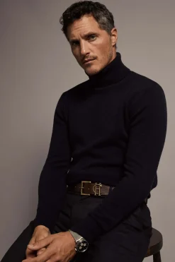 Holland Cooper Fine Roll Neck Knit Black New