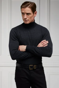Holland Cooper Fine Roll Neck Knit Charcoal