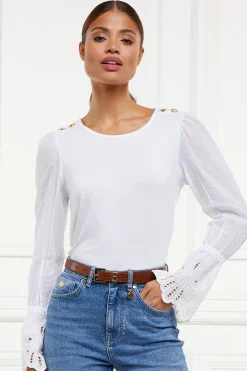 Holland Cooper Francesca Jersey Blouse White Hot