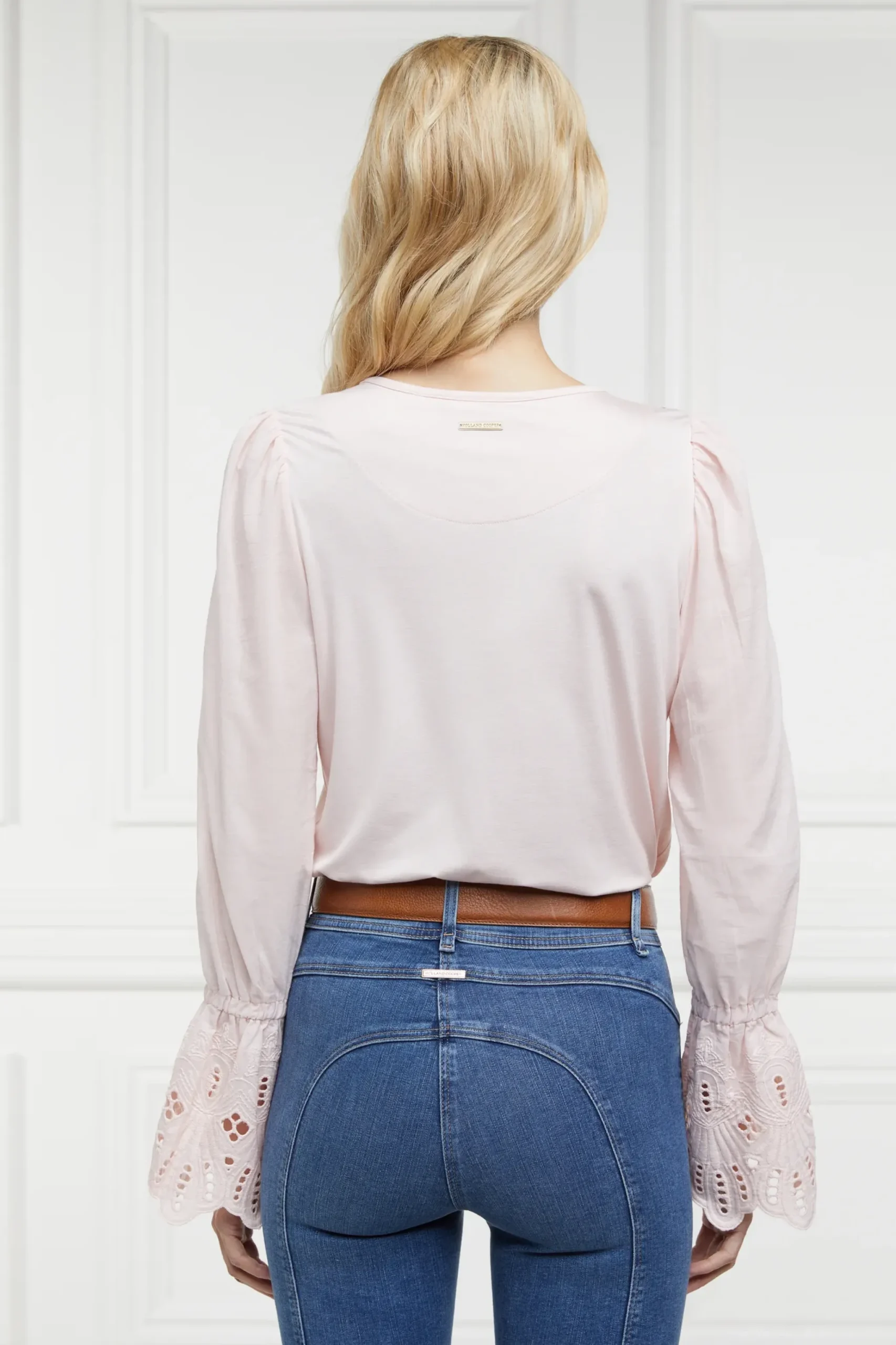 Holland Cooper Francesca Jersey Blouse Palest Pink Online