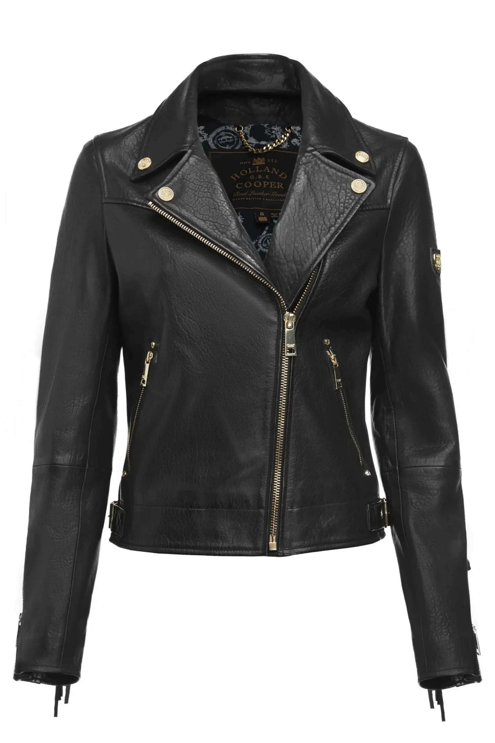 Holland Cooper Fringed Leather Biker Jacket Discount