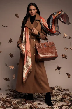 Holland Cooper Full Length Chelsea Trench Coat Dark Camel Hot