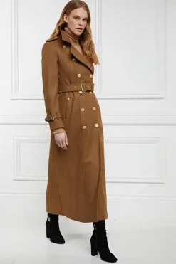 Holland Cooper Full Length Chelsea Trench Coat Dark Camel Hot