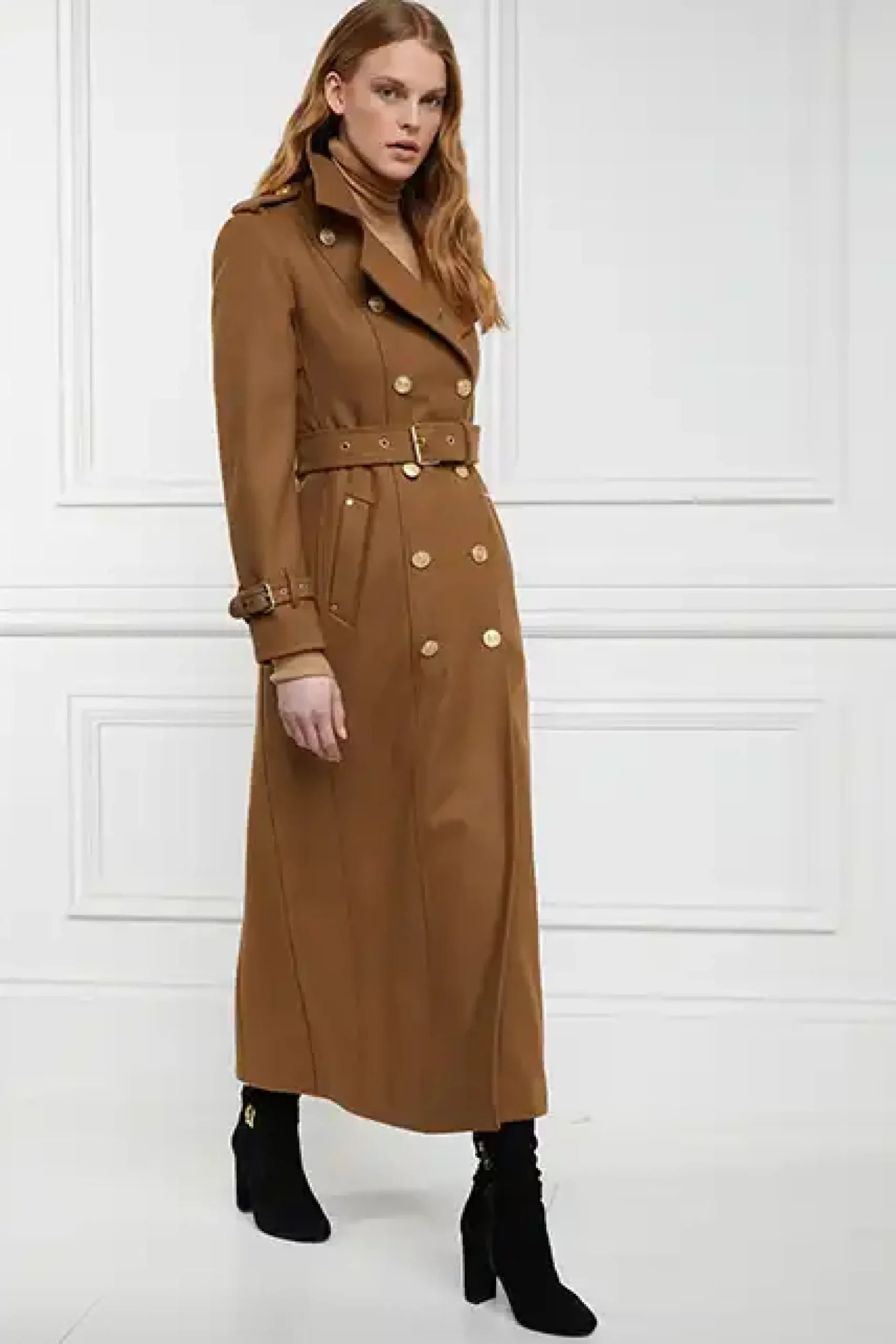 Holland Cooper Full Length Chelsea Trench Coat Dark Camel Hot